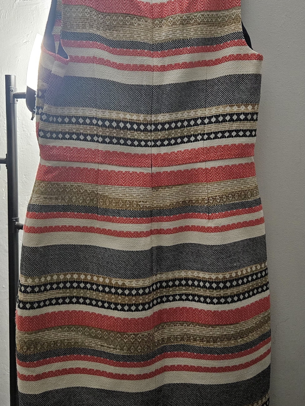 The Limited Striped Pencil Dress in Coral, Black & Cream